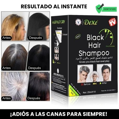 DEXE Shampoo Negro Cubre Canas | 10 Minutos - 0 Canas - 100% Natural