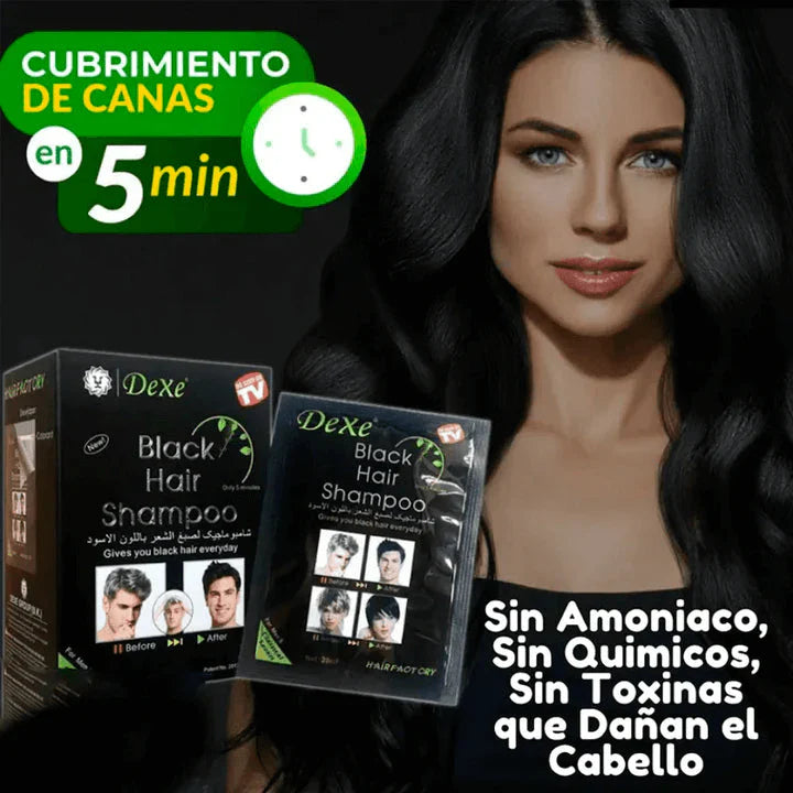 DEXE Shampoo Negro Cubre Canas | 10 Minutos - 0 Canas - 100% Natural